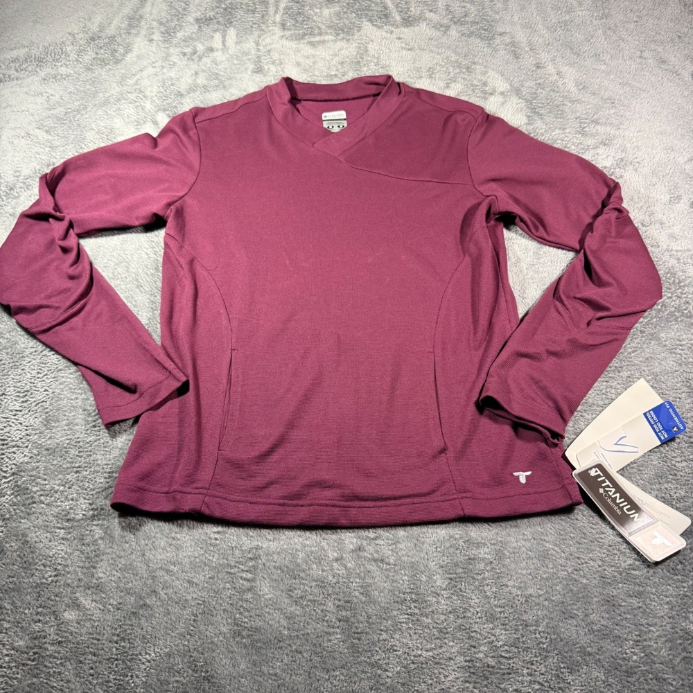 Columbia Titanium Womens‎ Long Sleeve V-Neck Top Burgundy TL6608 NWT M